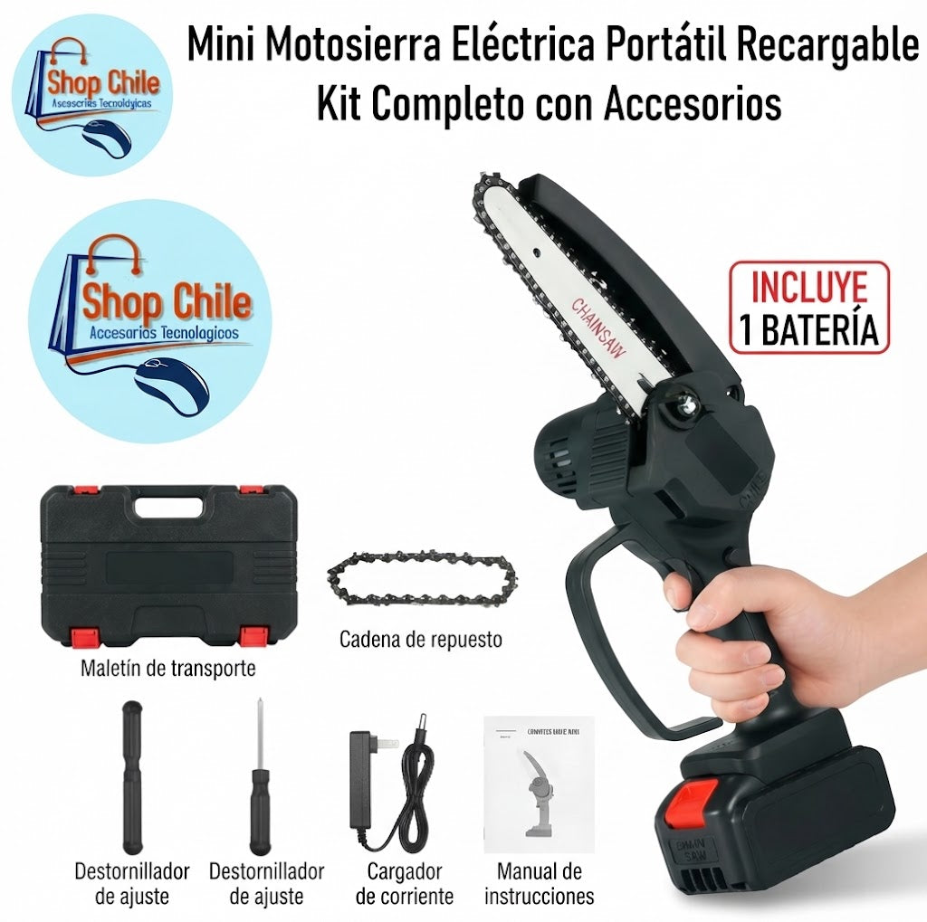 🪓Mini Motosierra Eléctrica Portátil® | 2 Baterías + Maletín Incluido ⚡🧰