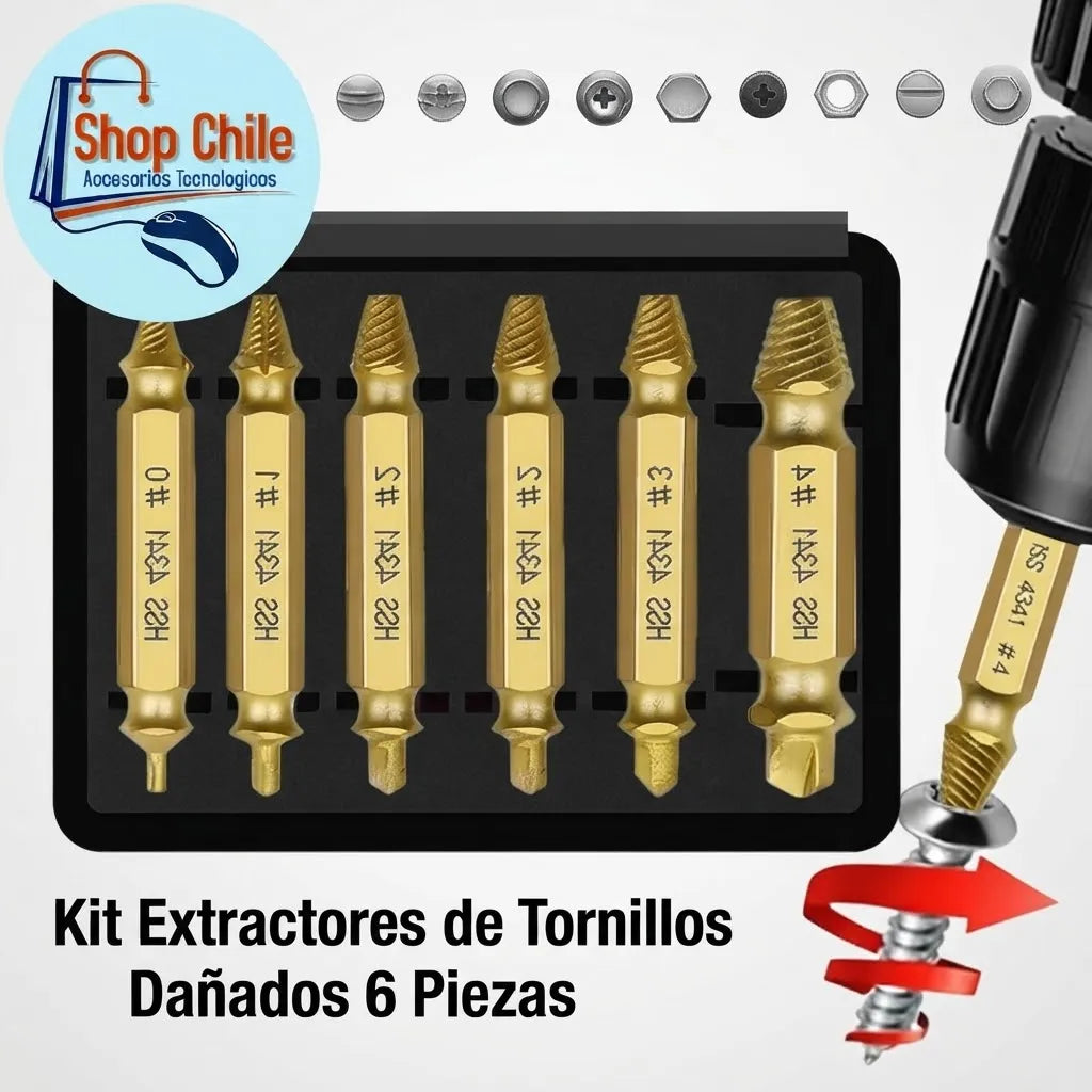 🛠️ Set Extractor de Tornillos Rotos y Barridos® | Removedor Ultra Fuerte 🧰