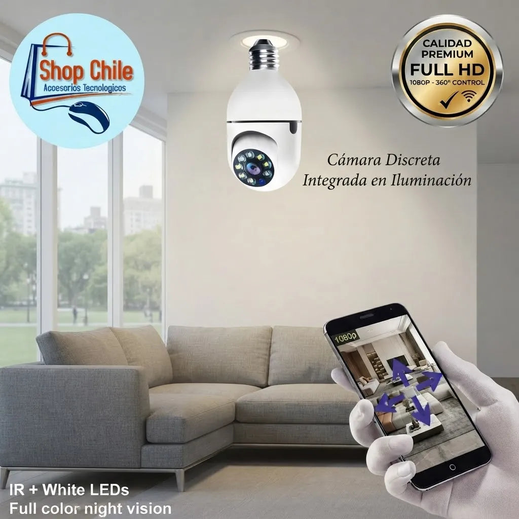 📹 Cámara de Seguridad Tipo Ampolleta 360°® | Wi-Fi + Visión Nocturna 💡✨