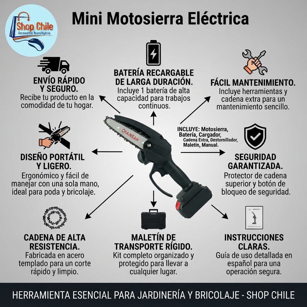 🪓Mini Motosierra Eléctrica Portátil® | 2 Baterías + Maletín Incluido ⚡🧰
