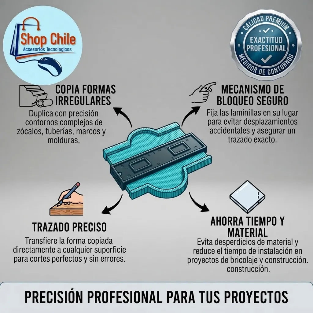 📏 Duplicador de Contornos con Bloqueo® | Plantilla Copiadora de Perfiles 🛠️✨