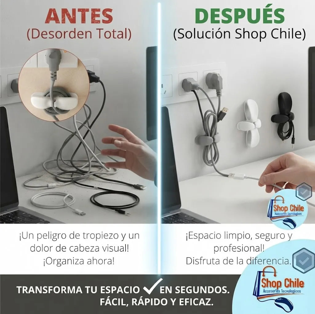 🔌 Organizador de Cables de Silicona (Pack x3) | Cero Enredos ✨