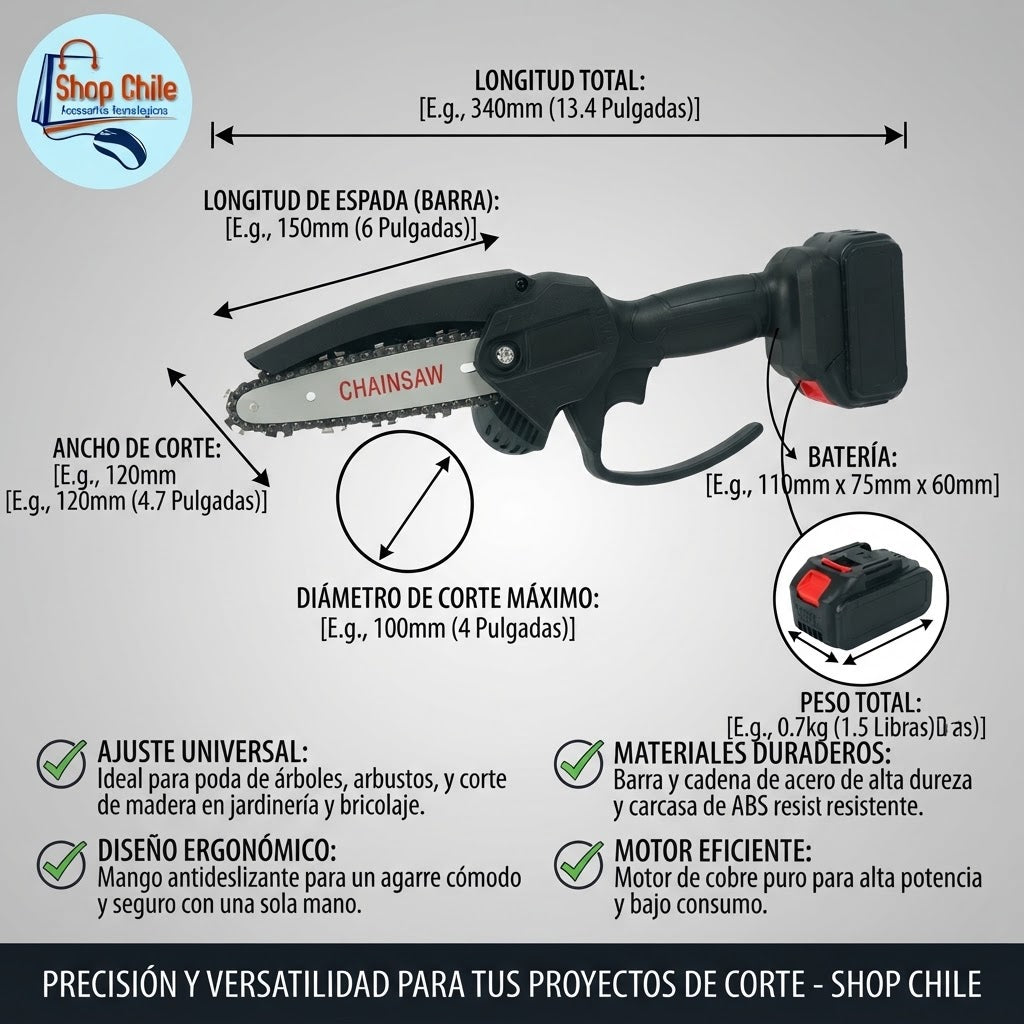 🪓Mini Motosierra Eléctrica Portátil® | 2 Baterías + Maletín Incluido ⚡🧰