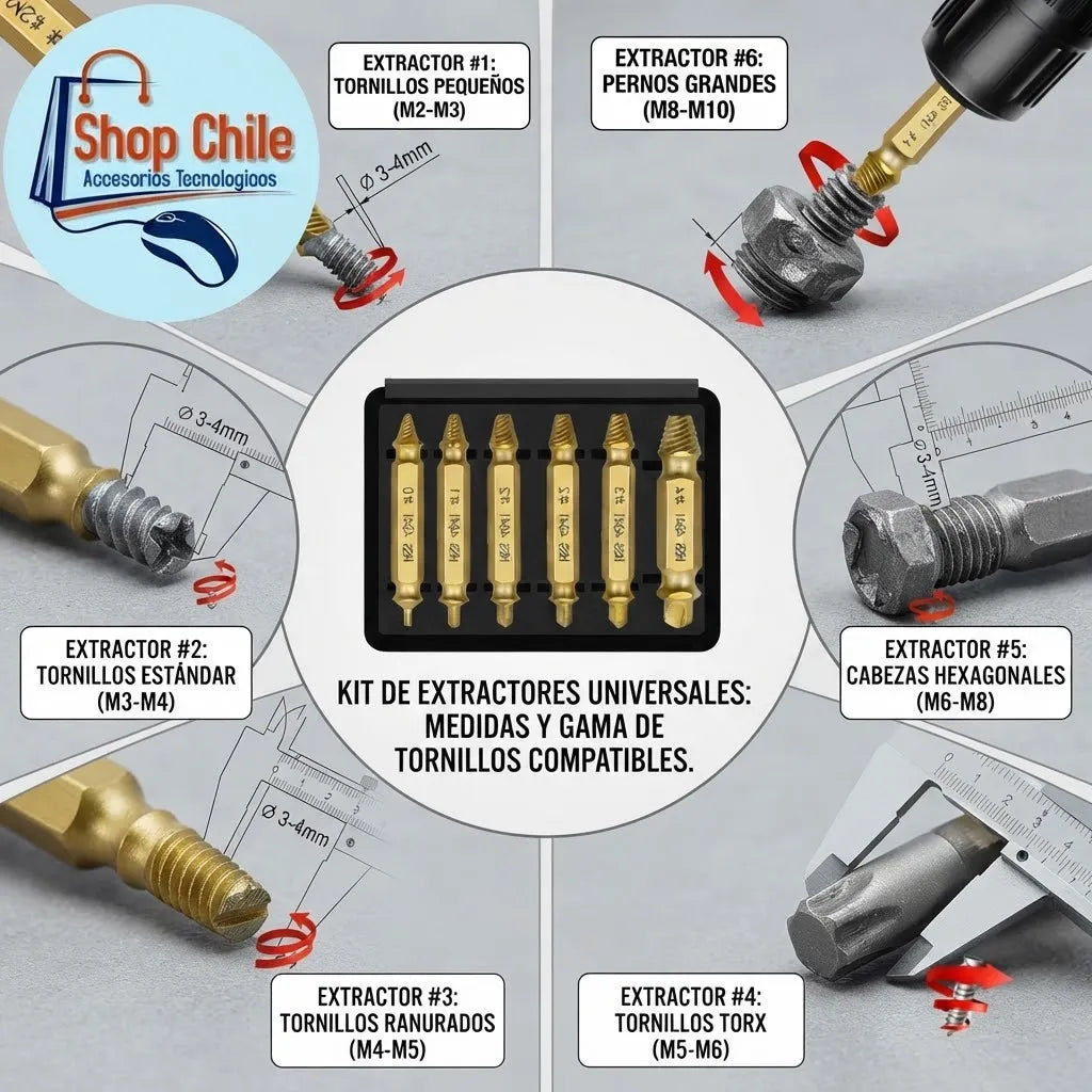 🛠️ Set Extractor de Tornillos Rotos y Barridos® | Removedor Ultra Fuerte 🧰
