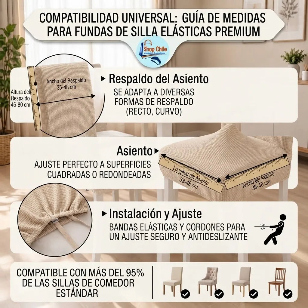 🪑 Pack x6 Fundas Elásticas para Sillas® | Tela Texturizada Premium ✨