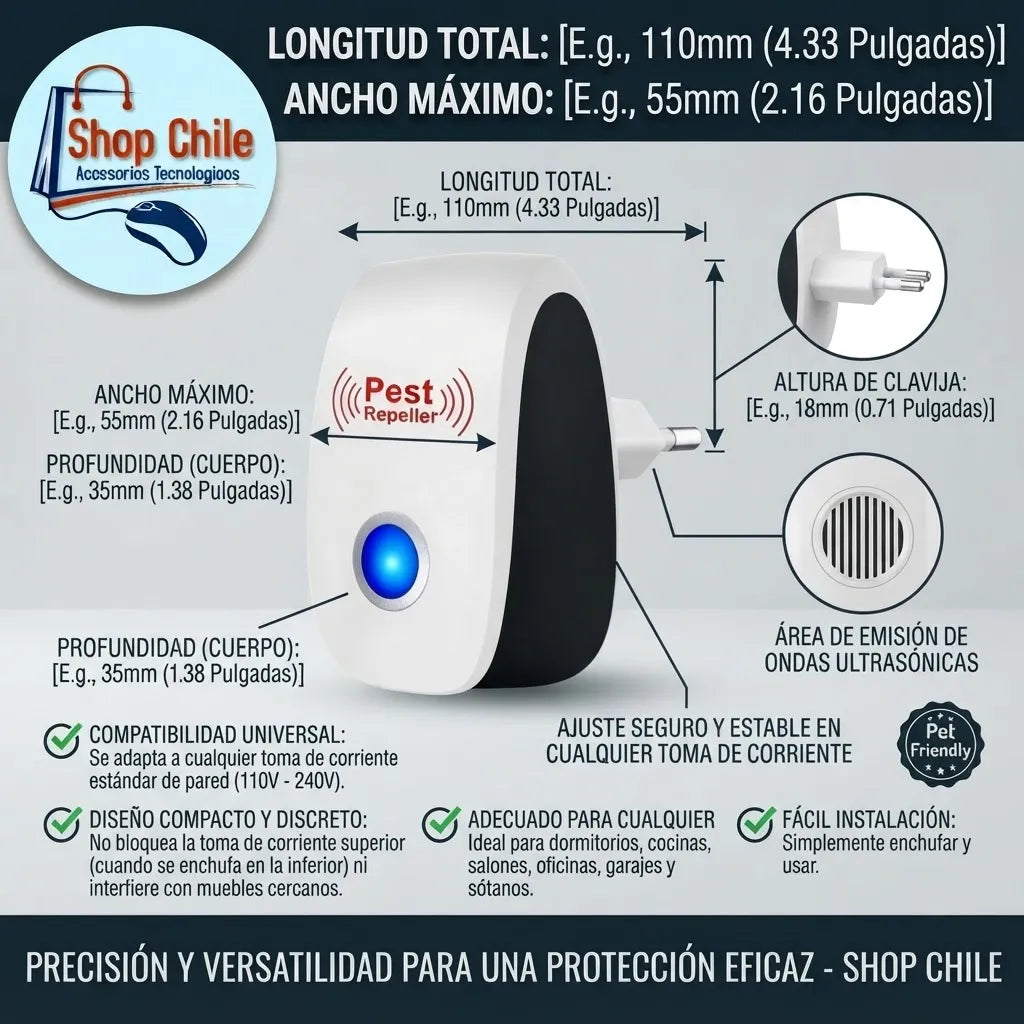 🚫 Repelente Ultrasónico Anti-Ratones® | Ahuyentador de Plagas 24/7 🐭⚡