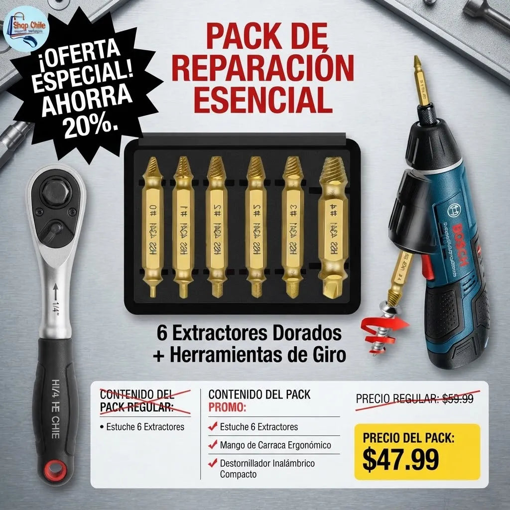 🛠️ Set Extractor de Tornillos Rotos y Barridos® | Removedor Ultra Fuerte 🧰