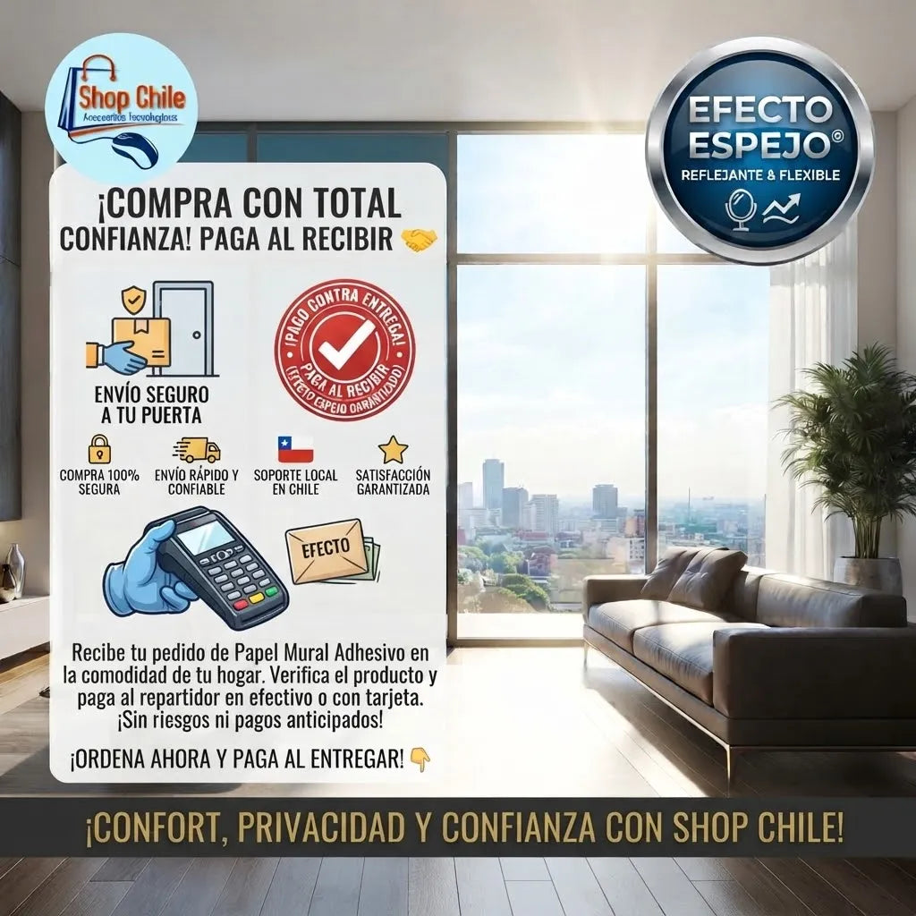 ✨Papel Mural Adhesivo Efecto Espejo® | Reflejante & Flexible ✨