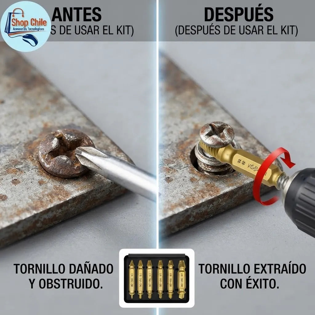 🛠️ Set Extractor de Tornillos Rotos y Barridos® | Removedor Ultra Fuerte 🧰